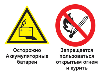 Кз 33 осторожно - аккумуляторные батареи. запрещается пользоваться открытым огнем и курить. (пленка, 400х300 мм) - Знаки безопасности - Комбинированные знаки безопасности - Магазин охраны труда и техники безопасности stroiplakat.ru